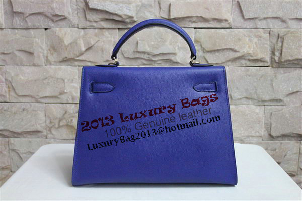 Hermes Kelly 32cm Shoulder Bag Blue Saffiano Leather K32 Gold Hermes Kelly 32cm Shoulder Bag Blue Saffiano Leather K32 Gold