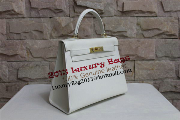 Hermes Kelly 32cm Shoulder Bag White Saffiano Leather K32 Gold Hermes Kelly 32cm Shoulder Bag White Saffiano Leather K32 Gold