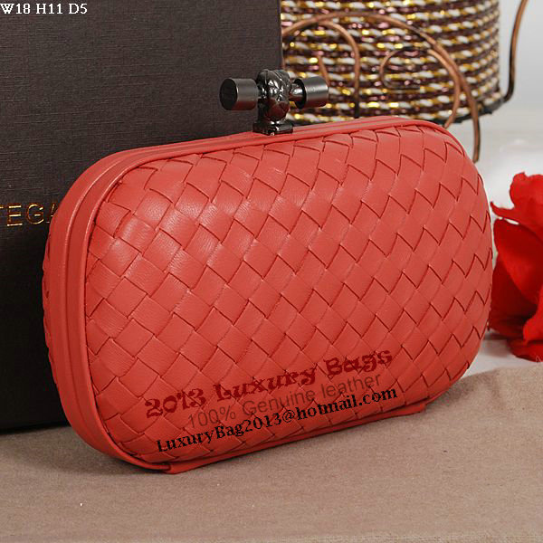 Bottega Veneta Intrecciato Sheepskin Impero Ayers Knot Clutch 11308 Light Red Bottega Veneta Intrecciato Sheepskin Impero Ayers Knot Clutch 11308 Light Red