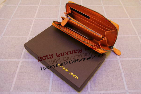 Bottega Veneta Intrecciato Nappa Zip Around Wallet 17004 Light Orange Bottega Veneta Intrecciato Nappa Zip Around Wallet 17004 Light Orange