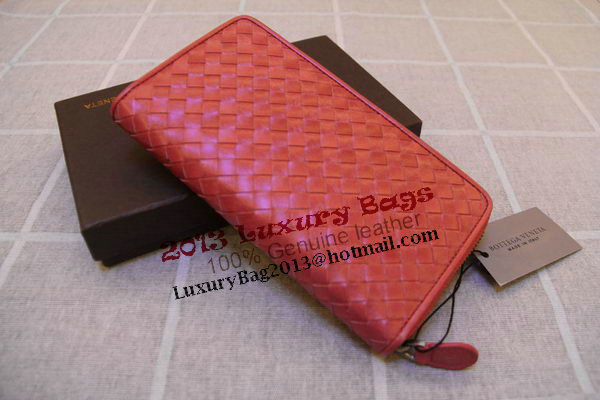 Bottega Veneta Intrecciato Nappa Zip Around Wallet 17004 Light Red Bottega Veneta Intrecciato Nappa Zip Around Wallet 17004 Light Red