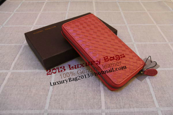 Bottega Veneta Intrecciato Nappa Zip Around Wallet 17004 Light Red Bottega Veneta Intrecciato Nappa Zip Around Wallet 17004 Light Red