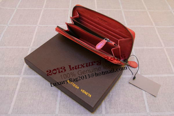 Bottega Veneta Intrecciato Nappa Zip Around Wallet 17004 Light Red Bottega Veneta Intrecciato Nappa Zip Around Wallet 17004 Light Red