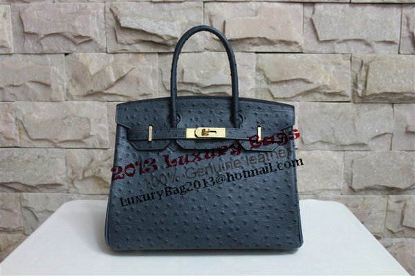 Hermes Birkin 35CM Tote Bag Dark Blue Ostrich Leather BK35 Gold Hermes Birkin 35CM Tote Bag Dark Blue Ostrich Leather BK35 Gold
