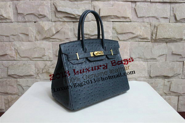 Hermes Birkin 35CM Tote Bag Dark Blue Ostrich Leather BK35 Gold Hermes Birkin 35CM Tote Bag Dark Blue Ostrich Leather BK35 Gold