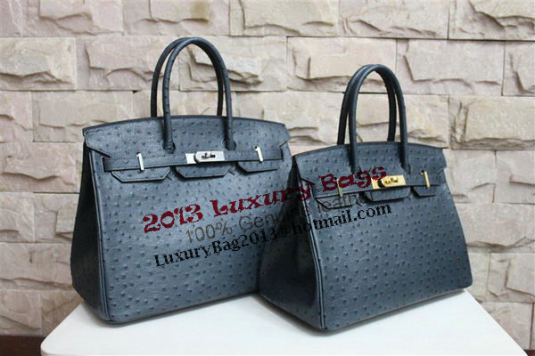 Hermes Birkin 35CM Tote Bag Dark Blue Ostrich Leather BK35 Gold Hermes Birkin 35CM Tote Bag Dark Blue Ostrich Leather BK35 Gold