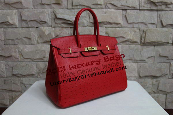 Hermes Birkin 35CM Tote Bag Red Ostrich Leather BK35 Gold Hermes Birkin 35CM Tote Bag Red Ostrich Leather BK35 Gold