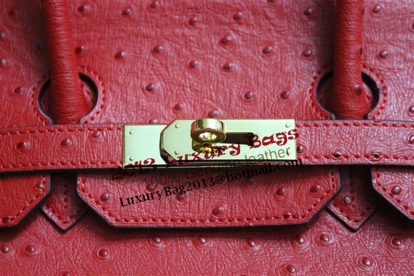 Hermes Birkin 35CM Tote Bag Red Ostrich Leather BK35 Gold Hermes Birkin 35CM Tote Bag Red Ostrich Leather BK35 Gold