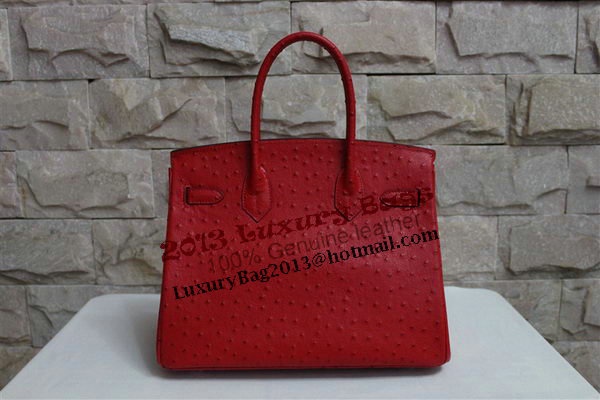Hermes Birkin 35CM Tote Bag Red Ostrich Leather BK35 Silver Hermes Birkin 35CM Tote Bag Red Ostrich Leather BK35 Silver
