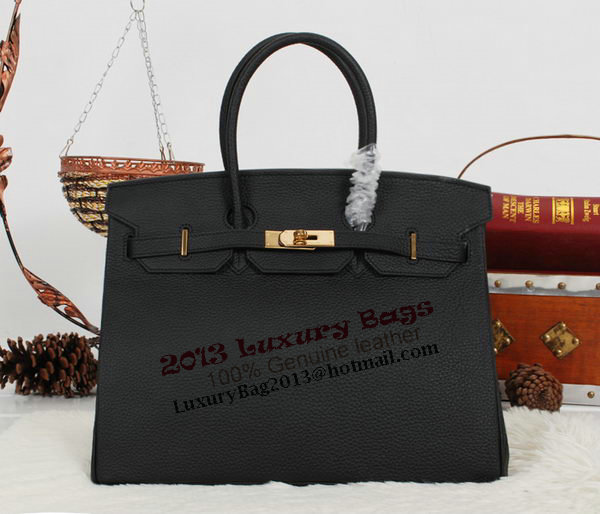 Hermes Birkin 35CM Tote Bag Black Clemence Leather H35 Gold Hermes Birkin 35CM Tote Bag Black Clemence Leather H35 Gold