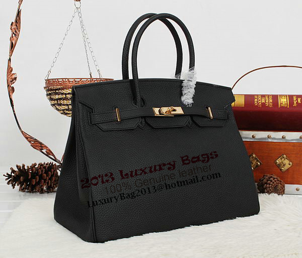 Hermes Birkin 35CM Tote Bag Black Clemence Leather H35 Gold Hermes Birkin 35CM Tote Bag Black Clemence Leather H35 Gold
