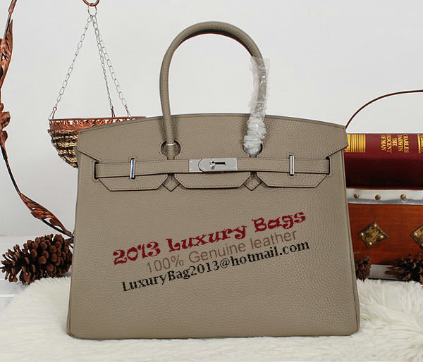 Hermes Birkin 35CM Tote Bag Gray Clemence Leather H35 Silver Hermes Birkin 35CM Tote Bag Gray Clemence Leather H35 Silver
