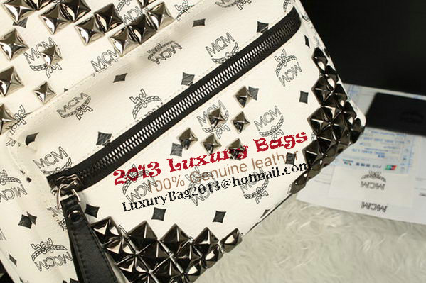 MCM Stark Backpack Jumbo in Calf Leather 8100 White MCM Stark Backpack Jumbo in Calf Leather 8100 White