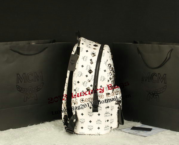 MCM Stark Backpack Jumbo in Calf Leather 8100 White MCM Stark Backpack Jumbo in Calf Leather 8100 White