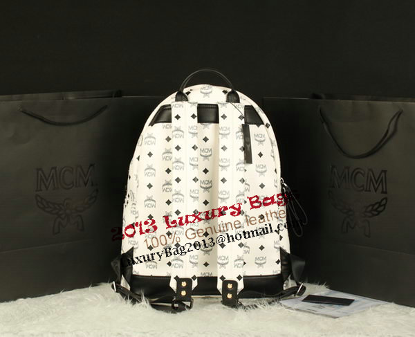 MCM Stark Backpack Jumbo in Calf Leather 8100 White MCM Stark Backpack Jumbo in Calf Leather 8100 White