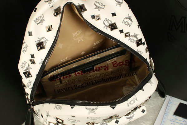 MCM Stark Backpack Jumbo in Calf Leather 8100 White MCM Stark Backpack Jumbo in Calf Leather 8100 White