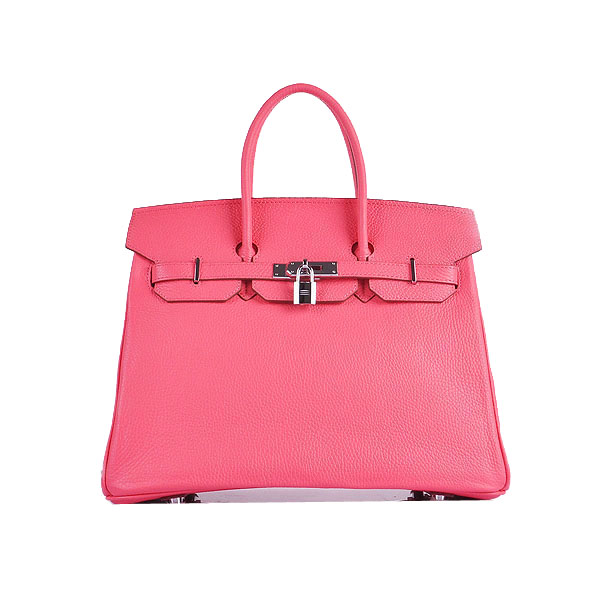 Hermes Birkin 35CM Tote Bag Pink Grainy Leather H6089 Silver