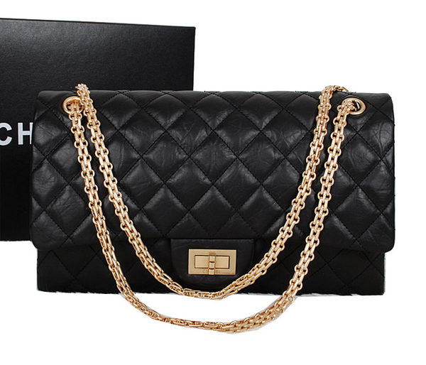 Chanel A30227 Black Sheepskin Leather Jumbo Flap Bags Gold