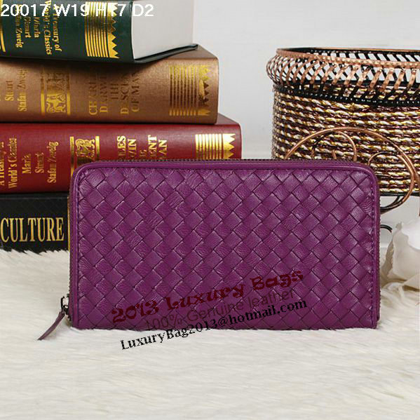 Bottega Veneta Intrecciato Nappa Zip Around Wallet BV20017 Purple Bottega Veneta Intrecciato Nappa Zip Around Wallet BV20017 Purple