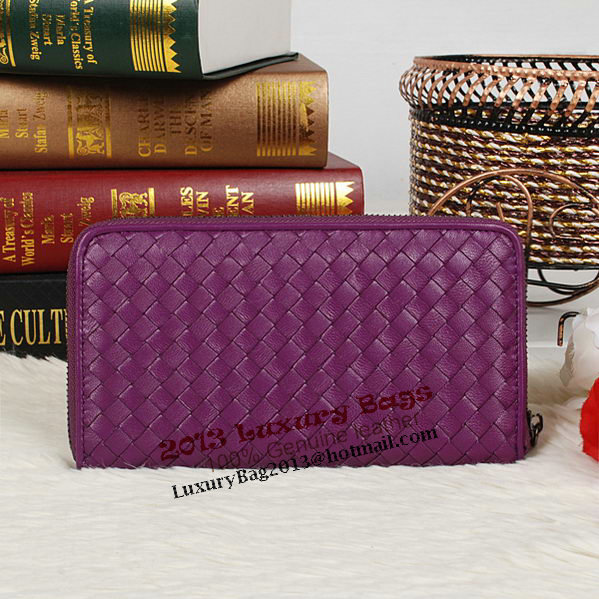 Bottega Veneta Intrecciato Nappa Zip Around Wallet BV20017 Purple Bottega Veneta Intrecciato Nappa Zip Around Wallet BV20017 Purple