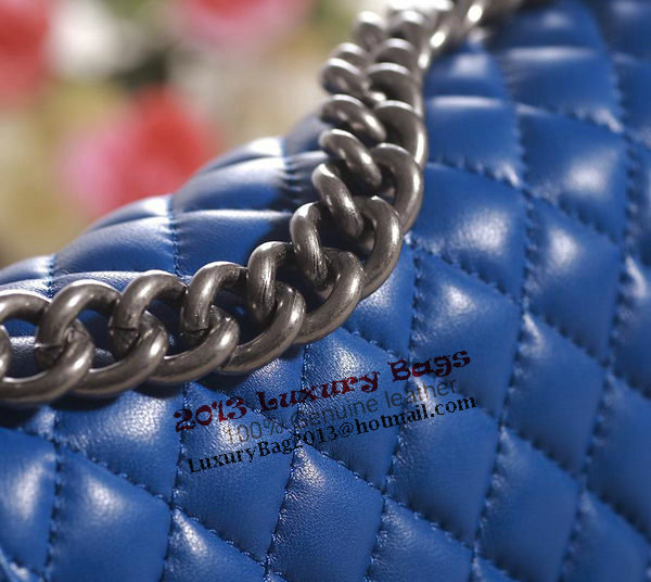 Chanel Boy Flap Shoulder Bag in Blue Lambskin Leather A67086 Silver Chanel Boy Flap Shoulder Bag in Blue Lambskin Leather A67086 Silver