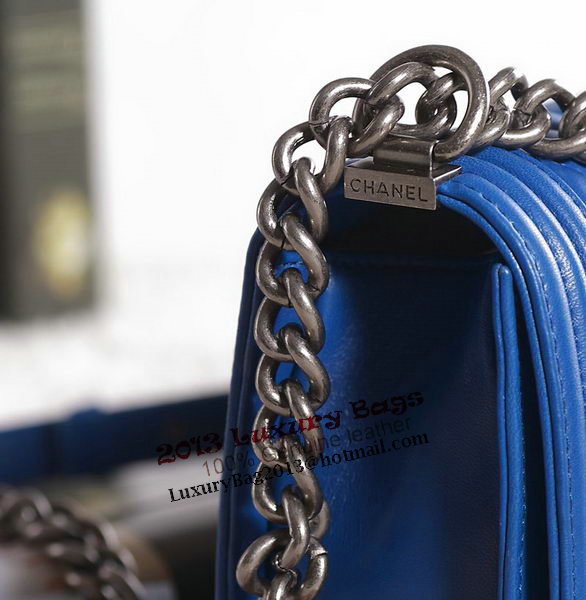 Chanel Boy Flap Shoulder Bag in Blue Lambskin Leather A67086 Silver Chanel Boy Flap Shoulder Bag in Blue Lambskin Leather A67086 Silver