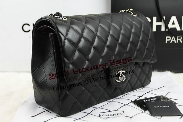 Chanel Classic Flap Bag 1113 Black Original Sheepskin Leather Silver Chanel Classic Flap Bag 1113 Black Original Sheepskin Leather Silver