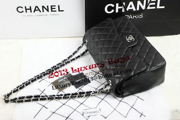 Chanel Classic Flap Bag 1113 Black Original Sheepskin Leather Silver Chanel Classic Flap Bag 1113 Black Original Sheepskin Leather Silver