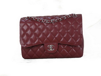 Chanel Classic Flap Bag 1113 Burgundy Original Cannage Pattern Leather Silver Chanel Classic Flap Bag 1113 Burgundy Original Cannage Pattern Leather Silver