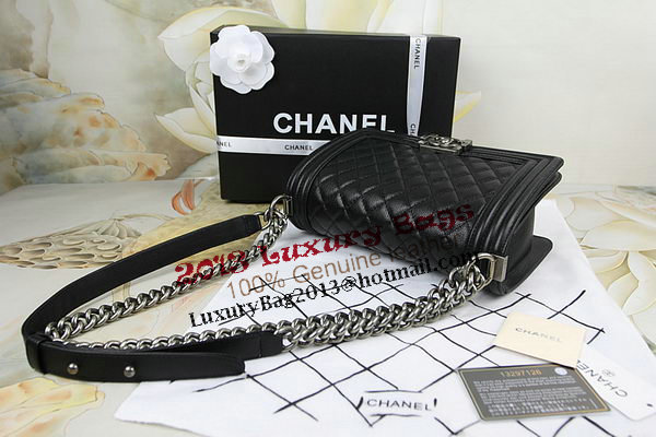 Chanel Boy Flap Shoulder Bag in Black Original Deerskin Leather A67025 Silver Chanel Boy Flap Shoulder Bag in Black Original Deerskin Leather A67025 Silver
