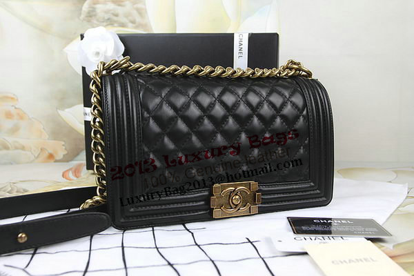 Chanel Boy Flap Shoulder Bag in Original Black Lambskin Leather A67025 Gold Chanel Boy Flap Shoulder Bag in Original Black Lambskin Leather A67025 Gold