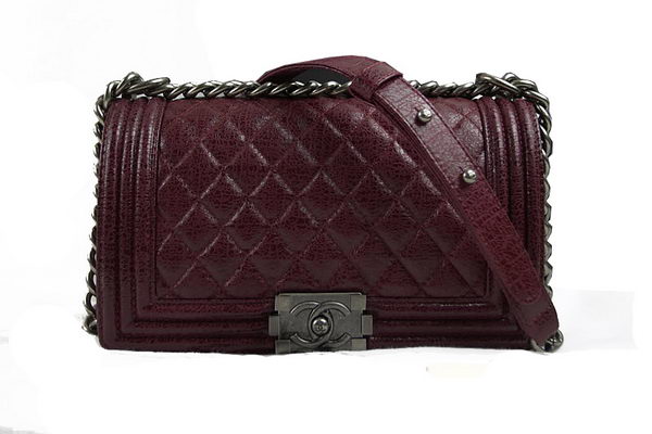 Chanel Boy Flap Shoulder Bag in Original Glazed Crackled Leather A67025 Burgundy