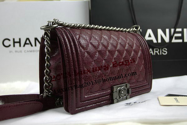 Chanel Boy Flap Shoulder Bag in Original Glazed Crackled Leather A67025 Burgundy Chanel Boy Flap Shoulder Bag in Original Glazed Crackled Leather A67025 Burgundy