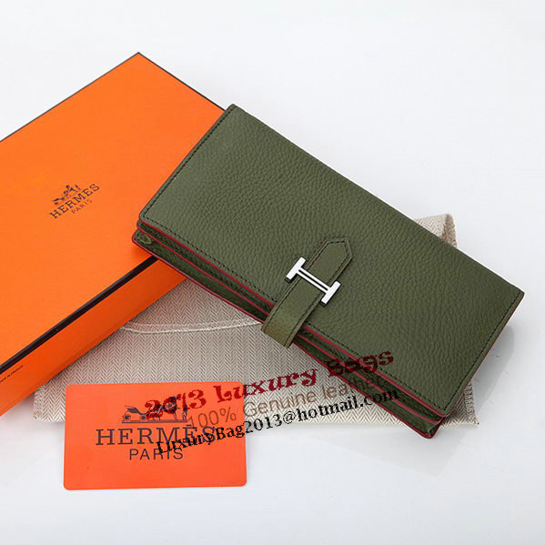 Hermes Bearn Japonaise Bi-Fold Wallet Grainy Leather A208 Dark Green Hermes Bearn Japonaise Bi-Fold Wallet Grainy Leather A208 Dark Green