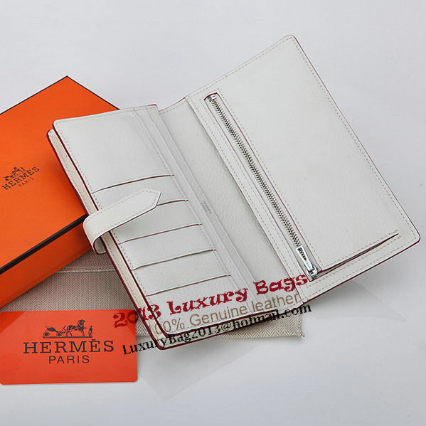 Hermes Bearn Japonaise Bi-Fold Wallet Grainy Leather A208 White Hermes Bearn Japonaise Bi-Fold Wallet Grainy Leather A208 White