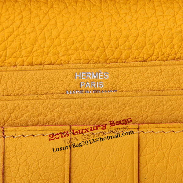 Hermes Bearn Japonaise Bi-Fold Wallet Grainy Leather A208 Yellow Hermes Bearn Japonaise Bi-Fold Wallet Grainy Leather A208 Yellow