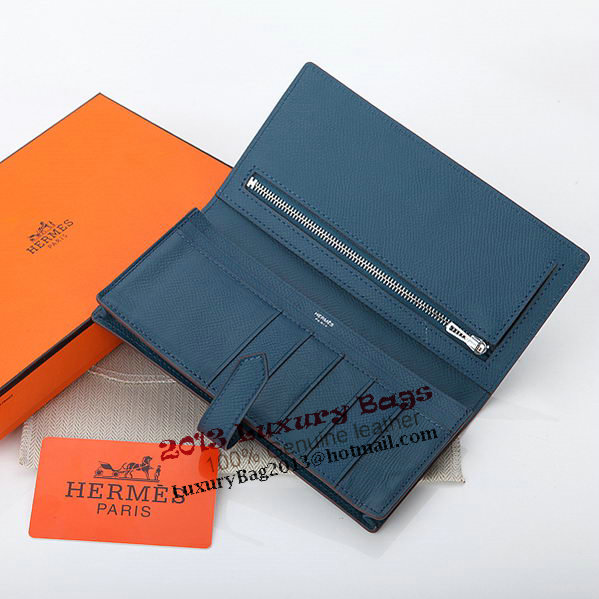Hermes Bearn Japonaise Bi-Fold Wallet Original Leather A208 Dark Blue Hermes Bearn Japonaise Bi-Fold Wallet Original Leather A208 Dark Blue