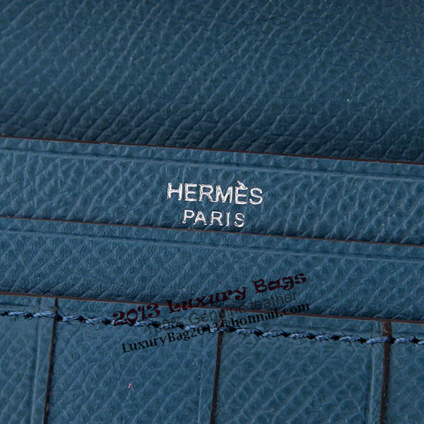 Hermes Bearn Japonaise Bi-Fold Wallet Original Leather A208 Dark Blue Hermes Bearn Japonaise Bi-Fold Wallet Original Leather A208 Dark Blue