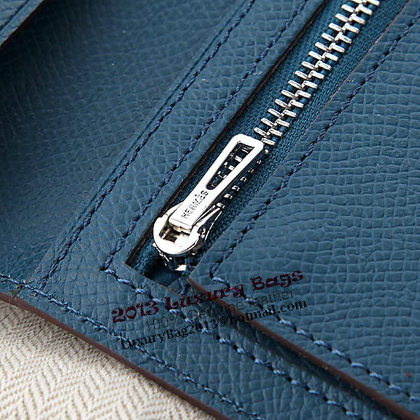 Hermes Bearn Japonaise Bi-Fold Wallet Original Leather A208 Dark Blue Hermes Bearn Japonaise Bi-Fold Wallet Original Leather A208 Dark Blue