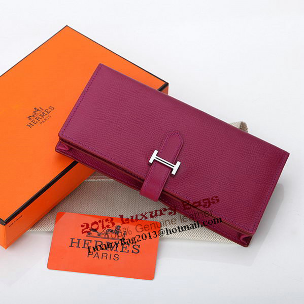 Hermes Bearn Japonaise Bi-Fold Wallet Original Leather A208 Purple Hermes Bearn Japonaise Bi-Fold Wallet Original Leather A208 Purple