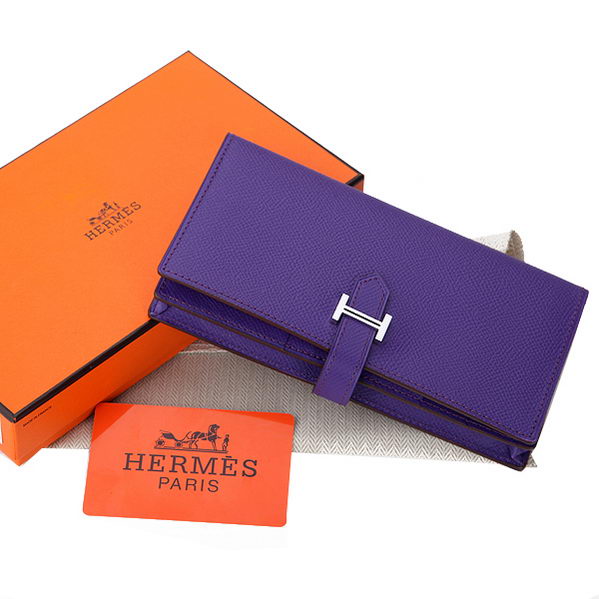 Hermes Bearn Japonaise Bi-Fold Wallet Original Leather A208 Violet