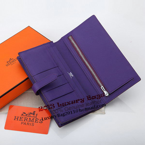 Hermes Bearn Japonaise Bi-Fold Wallet Original Leather A208 Violet Hermes Bearn Japonaise Bi-Fold Wallet Original Leather A208 Violet