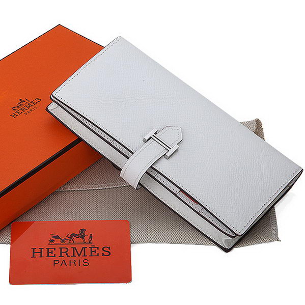 Hermes Bearn Japonaise Bi-Fold Wallet Original Leather A208 White