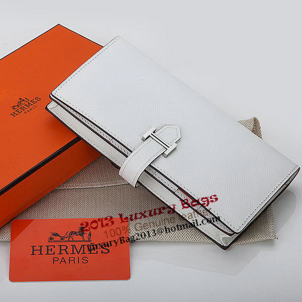 Hermes Bearn Japonaise Bi-Fold Wallet Original Leather A208 White Hermes Bearn Japonaise Bi-Fold Wallet Original Leather A208 White