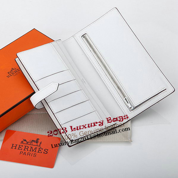 Hermes Bearn Japonaise Bi-Fold Wallet Original Leather A208 White Hermes Bearn Japonaise Bi-Fold Wallet Original Leather A208 White