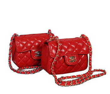 Chanel 1115 Classic mini Flap Bag in Red Sheepskin Leather Chanel 1115 Classic mini Flap Bag in Red Sheepskin Leather