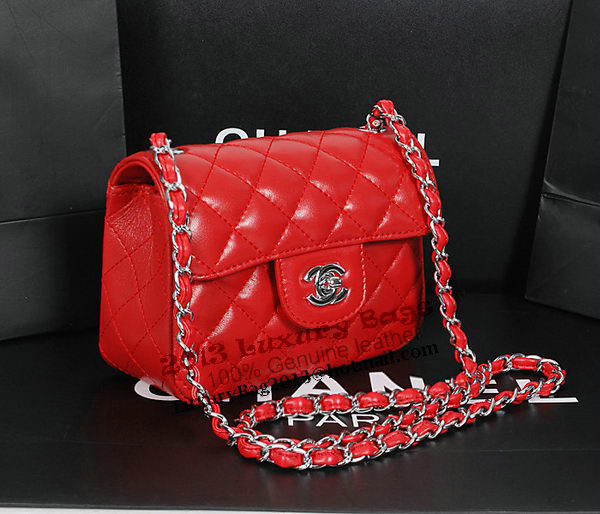Chanel 1115 Classic mini Flap Bag in Red Sheepskin Leather Chanel 1115 Classic mini Flap Bag in Red Sheepskin Leather