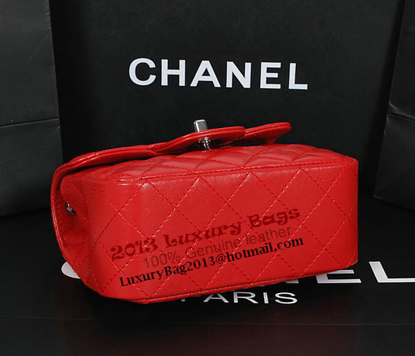 Chanel 1115 Classic mini Flap Bag in Red Sheepskin Leather Chanel 1115 Classic mini Flap Bag in Red Sheepskin Leather