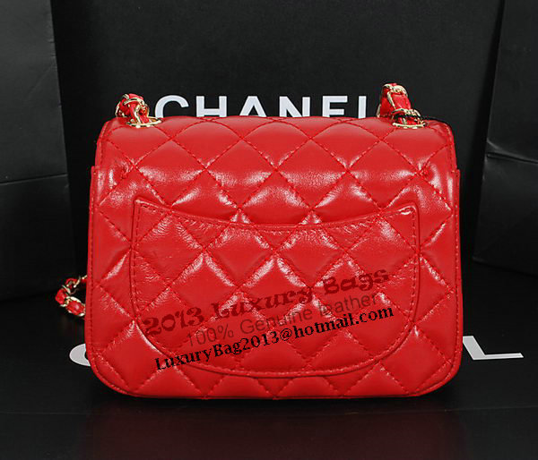 Chanel 1115 Classic mini Flap Bag in Red Sheepskin Leather Chanel 1115 Classic mini Flap Bag in Red Sheepskin Leather