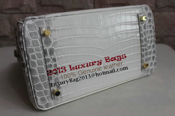 Hermes Birkin 35CM Tote Bag White Croco Leather H35 Gold Hermes Birkin 35CM Tote Bag White Croco Leather H35 Gold